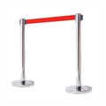 Vic Crowd Control Inc VIP Crowd Control 1110-10 14 in. Flat Base Mirror Post & Cover Retractable Belt Stanchion - 10 ft. Red Belt 1110-10